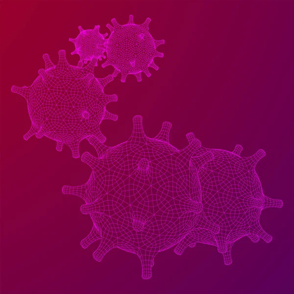Vírus Corona virião de Coronavirus. Vírus Covid que causou epidemia —  Vetores de Stock