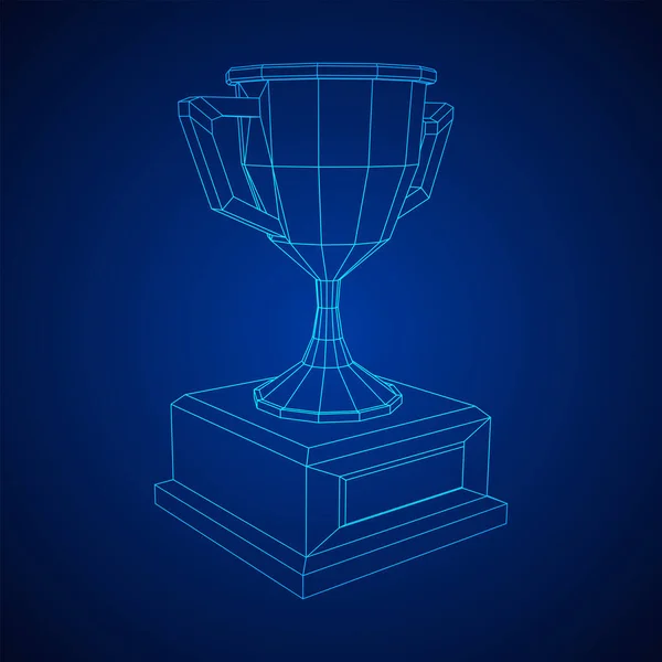 Copa de trofeos ganadora. Ilustración de vectores Wireframe — Archivo Imágenes Vectoriales