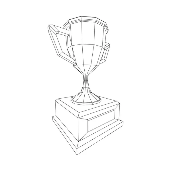 Copa de trofeos ganadora. Ilustración de vectores Wireframe — Vector de stock