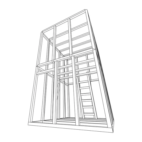 Wireframe framing huis — Stockvector