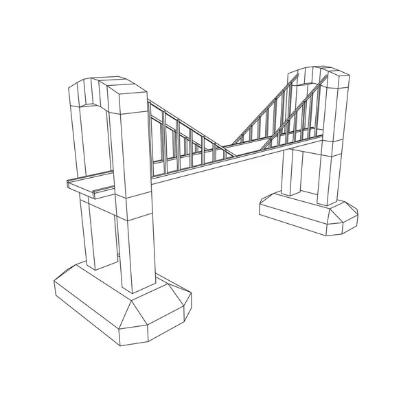 Ponte estrutura de conexão wireframe — Vetor de Stock