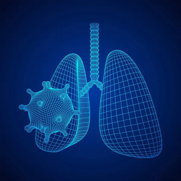 Corona Virus with lungs wireframe concept — Stock Vector