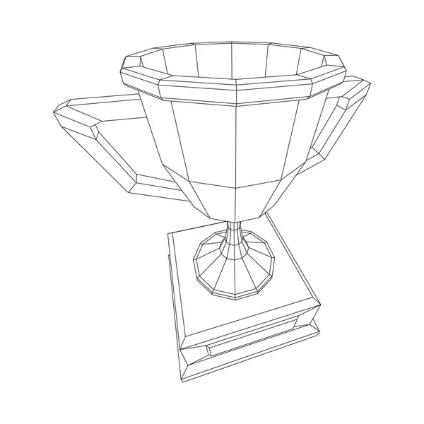 冠军奖杯杯。Wireframe矢量说明 — 图库矢量图片