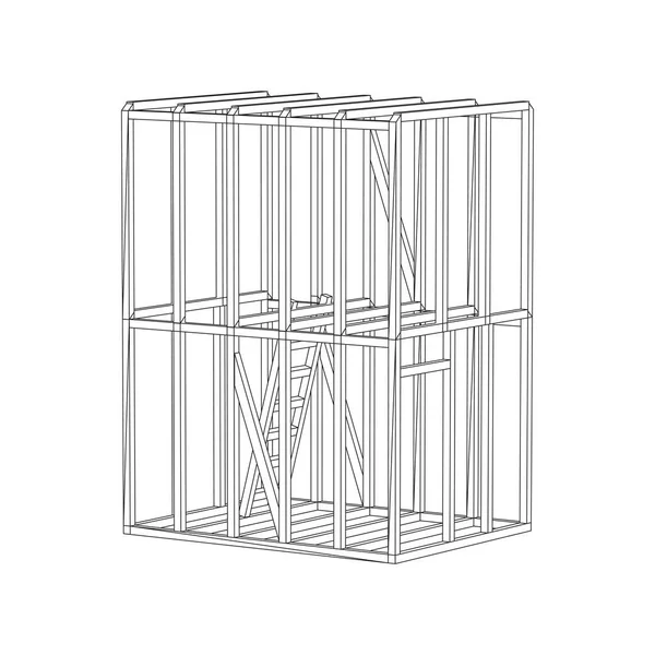 Casa de enquadramento de wireframe —  Vetores de Stock