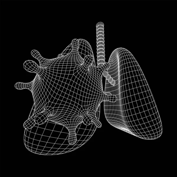 Corona Virus with lungs wireframe concept — стоковый вектор