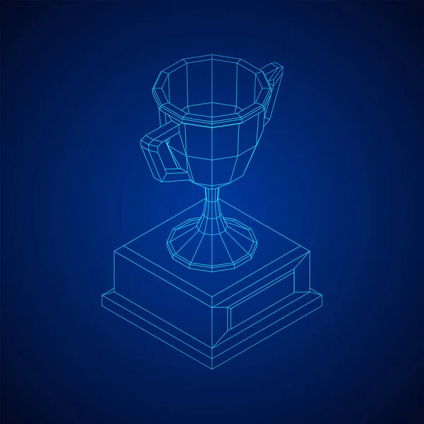 Vainqueur du trophée. Illustration vectorielle Wireframe — Image vectorielle