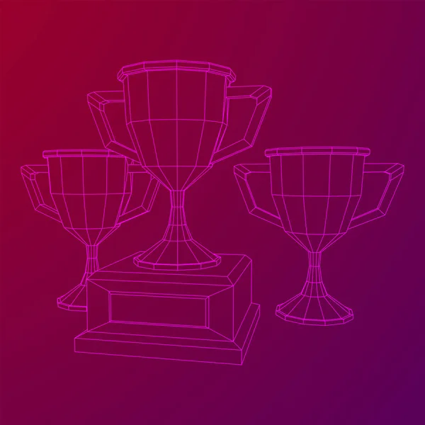 Vainqueur du trophée. Illustration vectorielle Wireframe — Image vectorielle