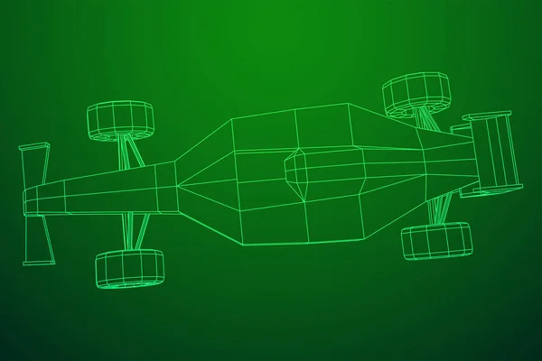 Rápido Motor Esporte Corrida Carro Velocidade Conceito Wireframe Baixo Poli — Vetor de Stock