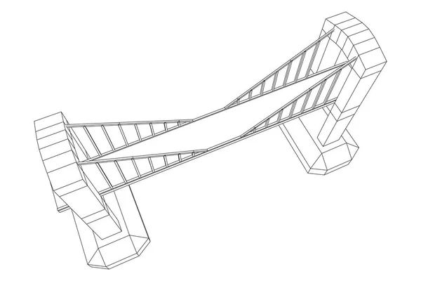 Brückenverbindungsbauwerk Illustration Eines Drahtgittervektors Mit Niedrigem Poly Netz — Stockvektor