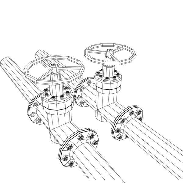 Gasoducto Con Concepto Negocio Válvulas Economía Financiera Producción Gasolina Poligonal — Archivo Imágenes Vectoriales