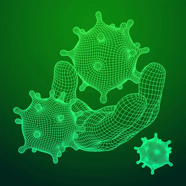 Tangan Manusia Dengan Corona Virus Virion Dari Coronavirus Struktur Koneksi - Stok Vektor