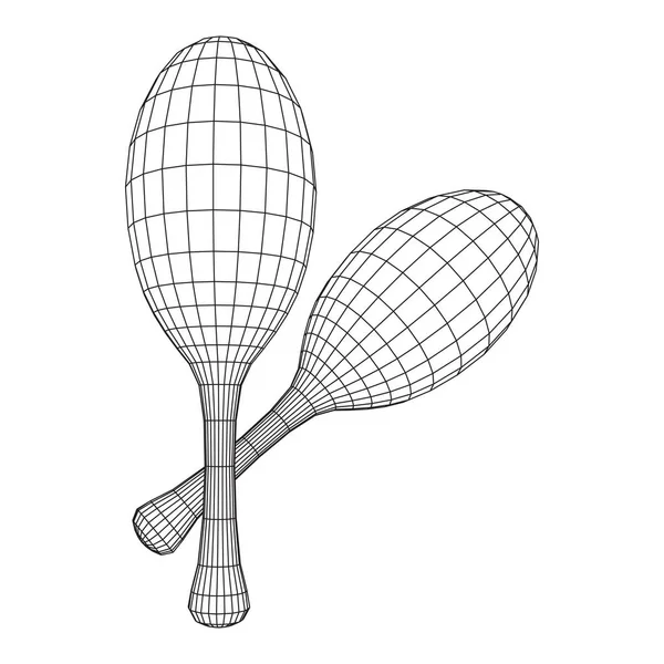 Paire Maracas Structure Connexion Illustration Vectorielle Maille Basse Poly Wireframe — Image vectorielle