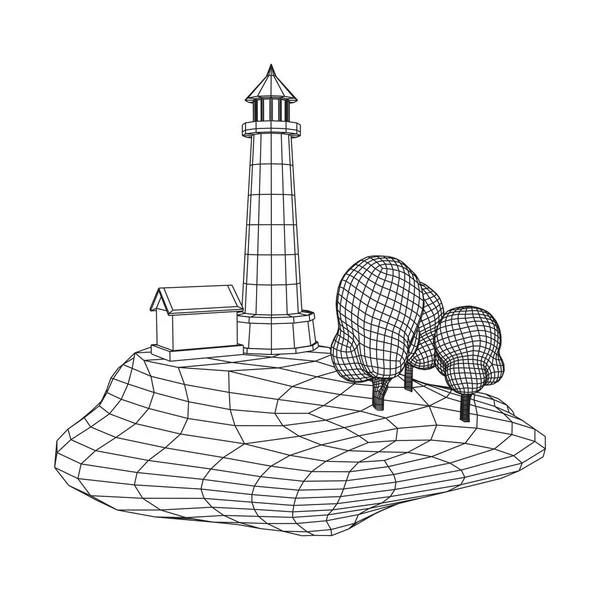 石の島の風景の灯台 — ストックベクタ