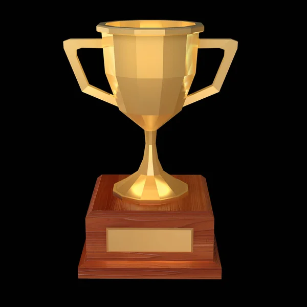 Winner trophy gold low poly cup. — ストック写真