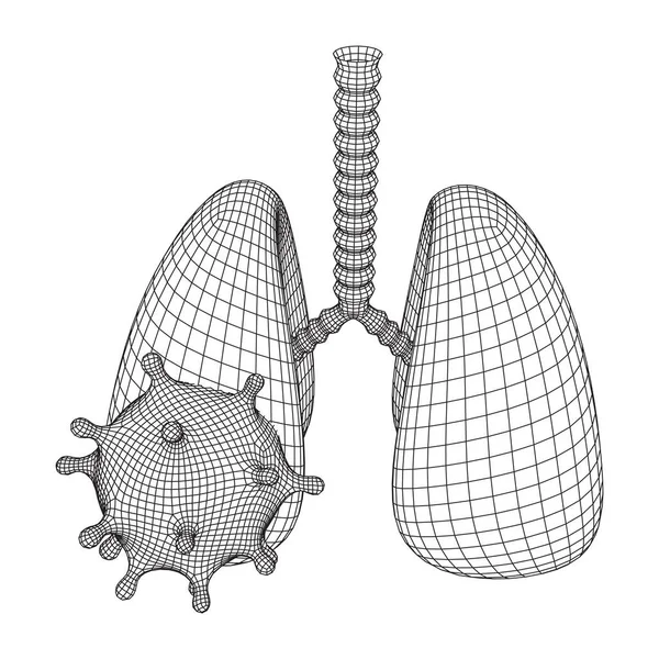 Virus Corona avec filaire poumons concept — Image vectorielle