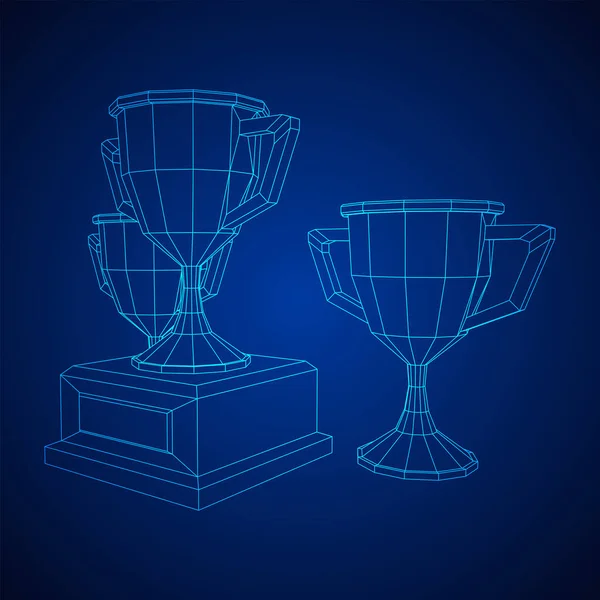 Vainqueur du trophée. Illustration vectorielle Wireframe — Image vectorielle