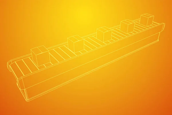 Transportbandsectie met open boxen — Stockvector