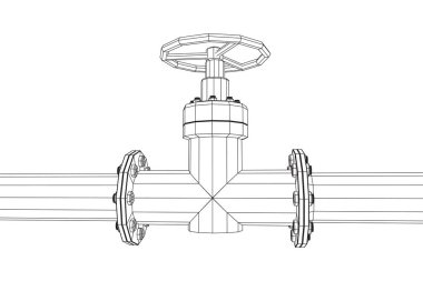 Valf iş kavramına sahip petrol boru hattı.