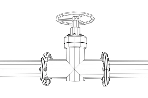 Oliepijpleiding met ventiel business concept. — Stockvector