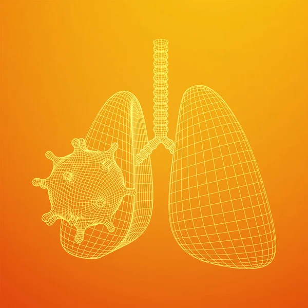 Coronavirus mit Lungendrahtkonzept — Stockvektor