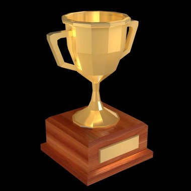 Winner trophy gold low poly cup.