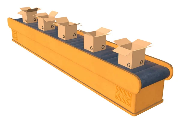 Dopravníkový pás s otevřenými boxy — Stock fotografie