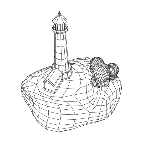 石の島の風景の灯台 — ストックベクタ