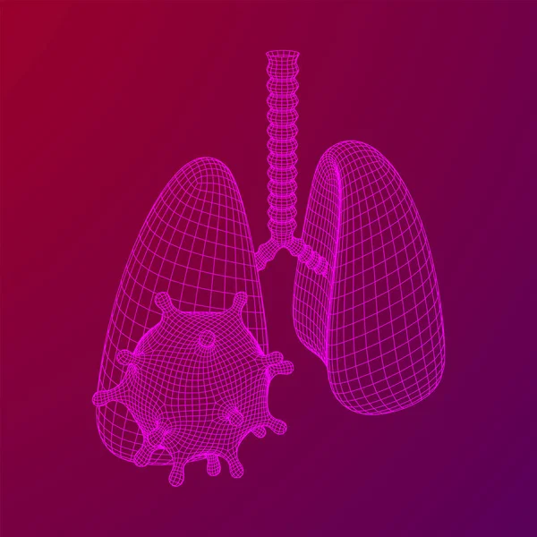 Corona Virus with lungs wireframe concept — Stock Vector