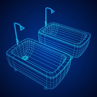 Bacakları ve duşu olan küvet..