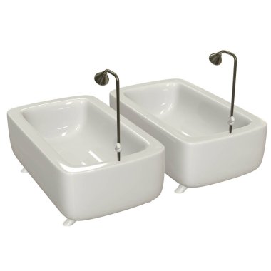 Bacakları ve duşu olan küvet..