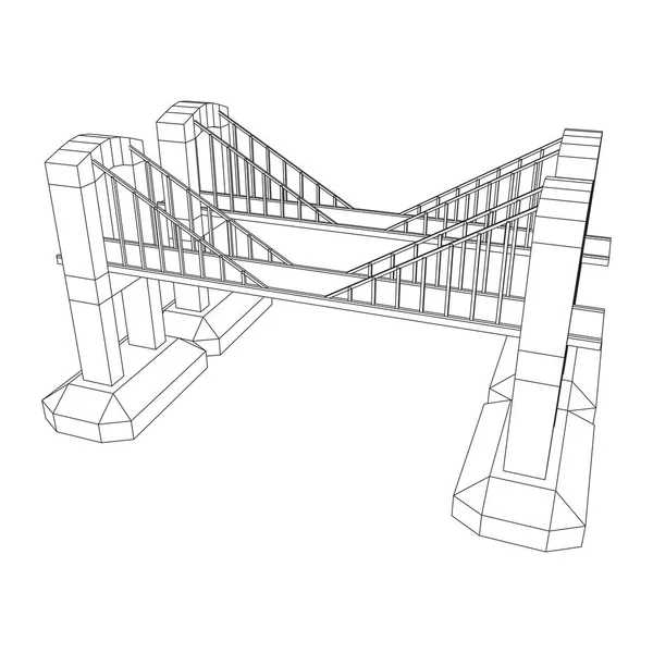 Drátěný rám spojovací konstrukce mostu — Stockový vektor