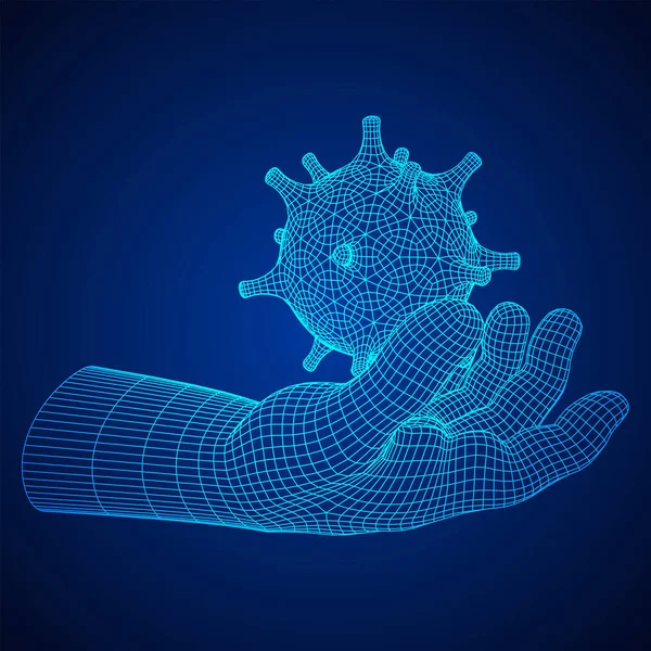 Menschliche Hand mit Coronavirus-Viren des Coronavirus — Stockvektor