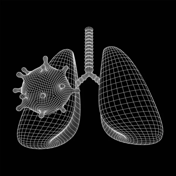 Corona Virus with lungs wireframe concept — стоковый вектор