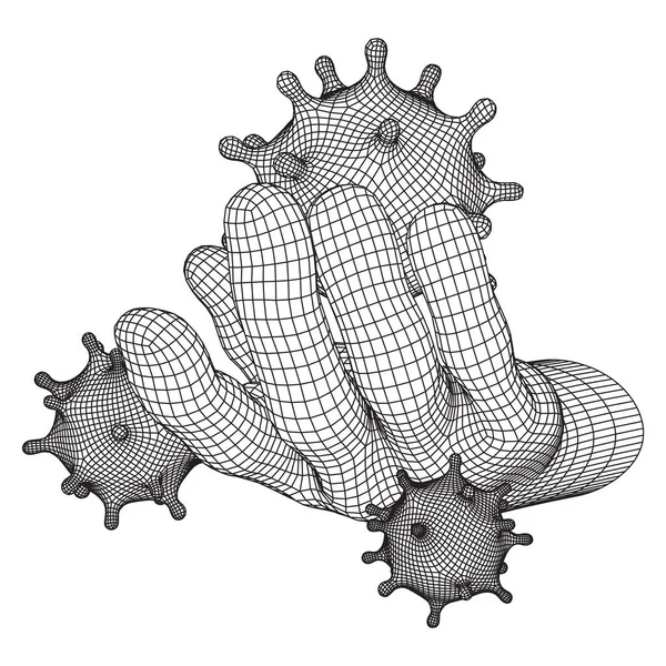 Menschliche Hand mit Coronavirus-Viren des Coronavirus — Stockvektor