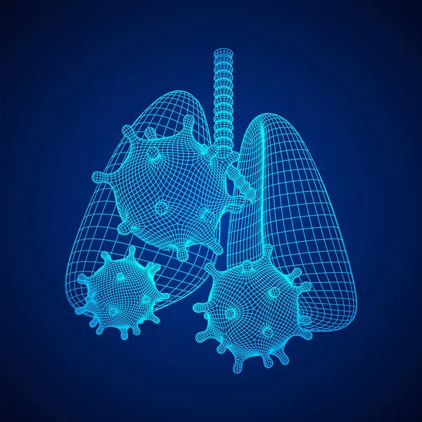 Coronavirus mit Lungendrahtkonzept — Stockvektor