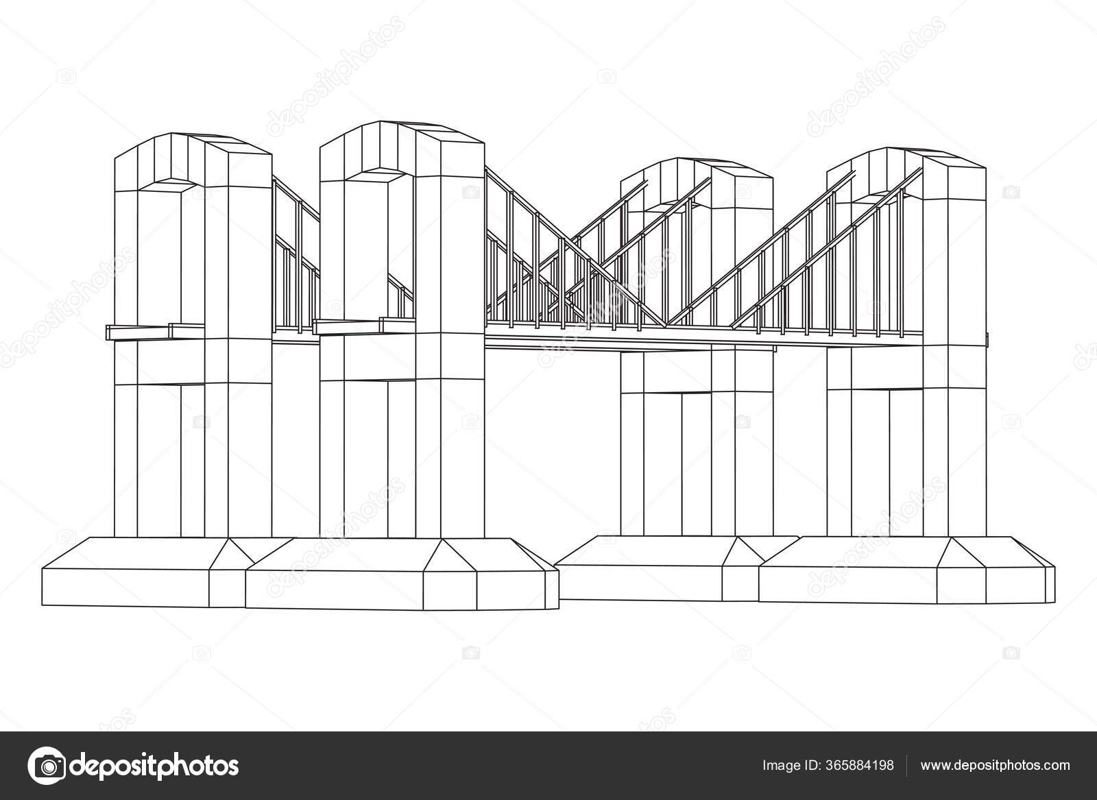 Bridge connection structure wireframe Stock Vector by ©newb1 365884198