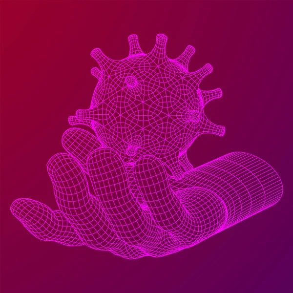 Human Arm Hand met Corona Virus virion van Coronavirus — Stockvector