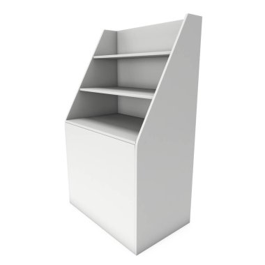 Karton perakende raflar rafı.