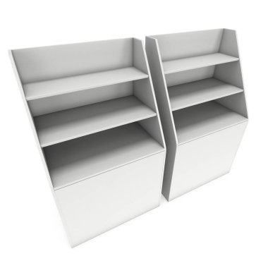 Karton perakende raflar rafı.