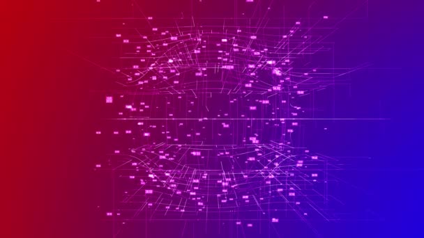 Visualización de big data con esfera digital. HUD cuadrícula esquinas movimiento fondo . — Vídeo de stock