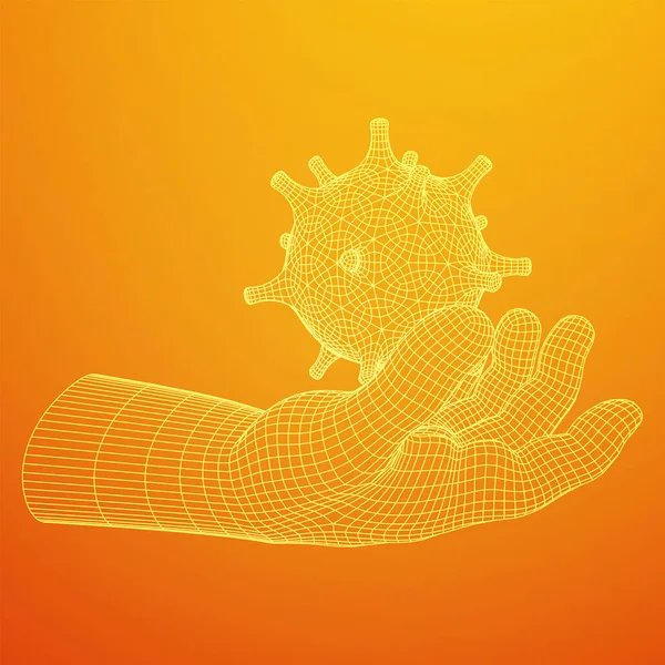 Human Arm Hand met Corona Virus virion van Coronavirus — Stockvector