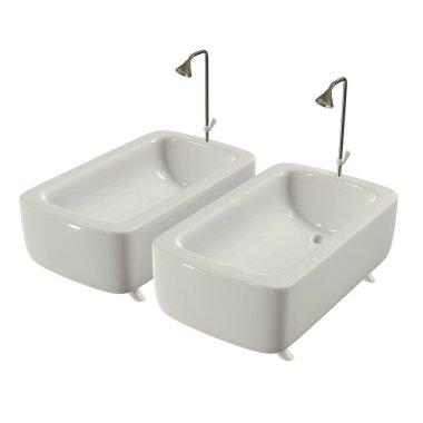 Bacakları ve duşu olan küvet..