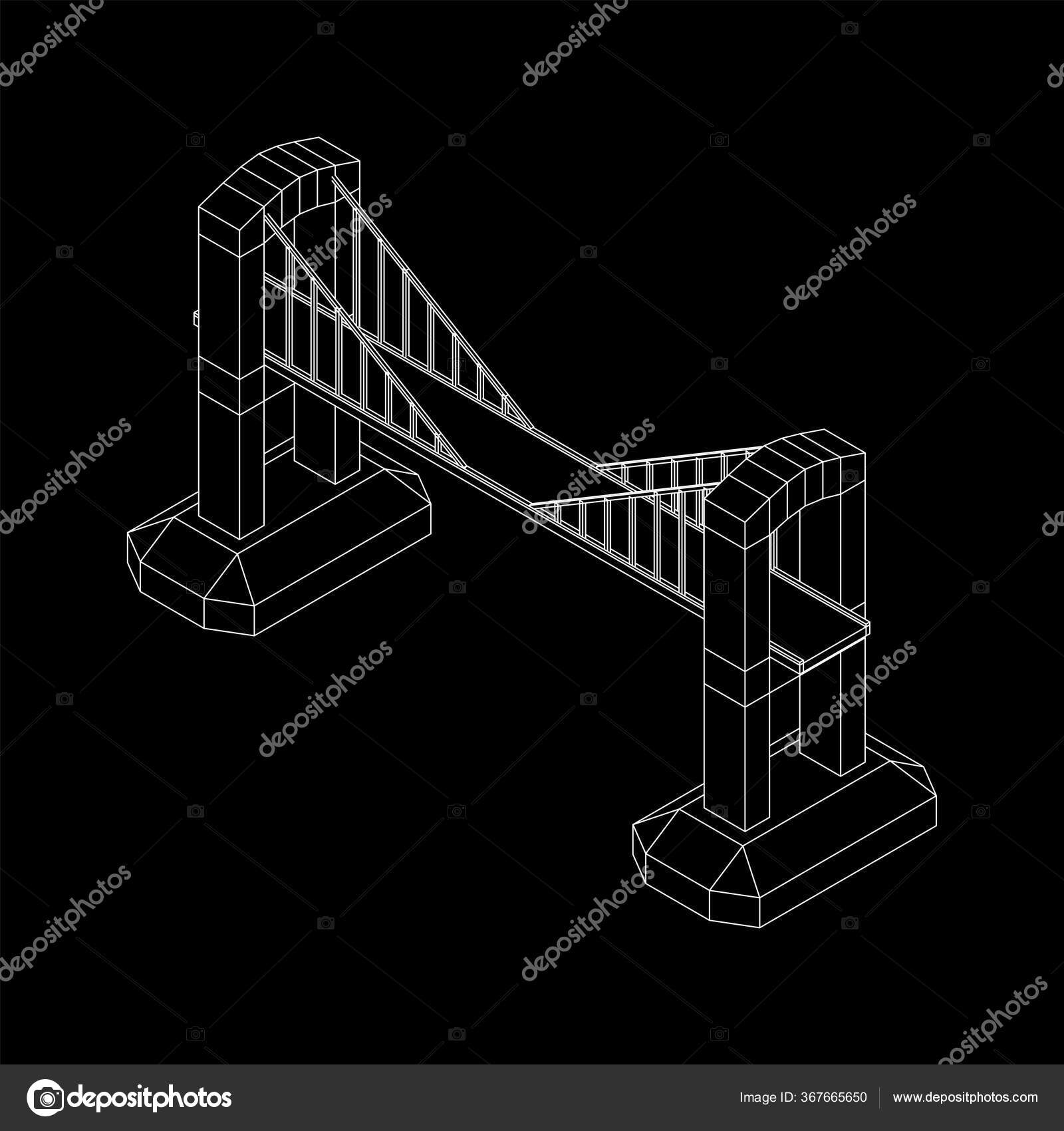 Bridge connection structure wireframe Stock Vector Image by ©newb1