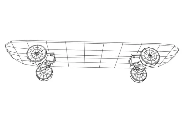 Skateboard longboard pennyboard wireframe — Stock Vector