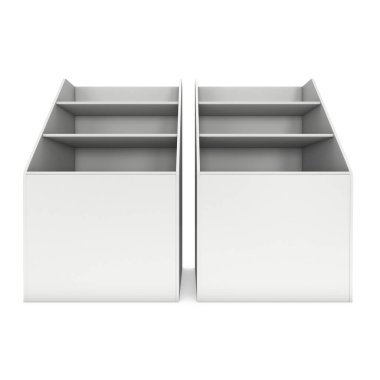 Karton perakende raflar rafı.