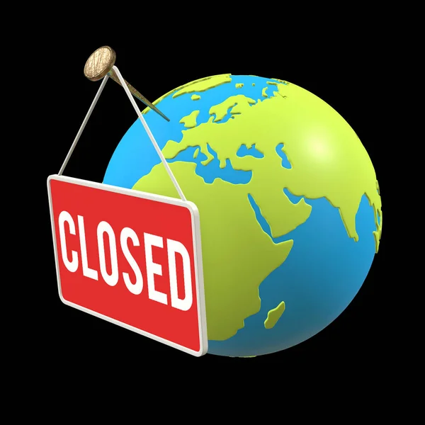 Globo da Terra com placa de sinal fechada — Fotografia de Stock