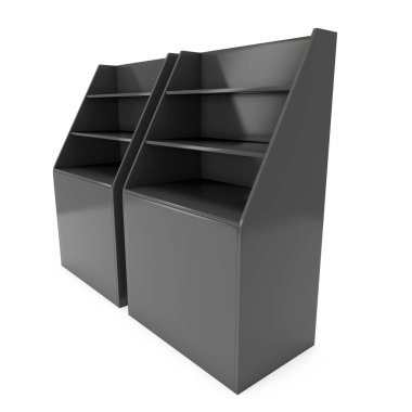 Karton perakende raflar rafı.