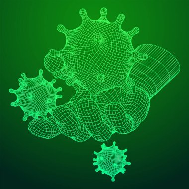 Coronavirus virüsü virüsü taşıyan insan kolu.