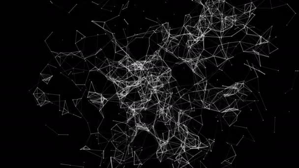 Абстрактная сеть и коннективный фон. Точки, соединенные линиями . — стоковое видео