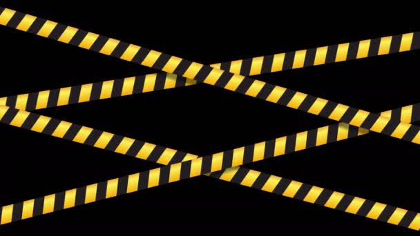 Caution tape danger black and yellow warnings lines crosswise — Stock Footage Caution tape danger black and yellow warnings lines crosswise Stock Video